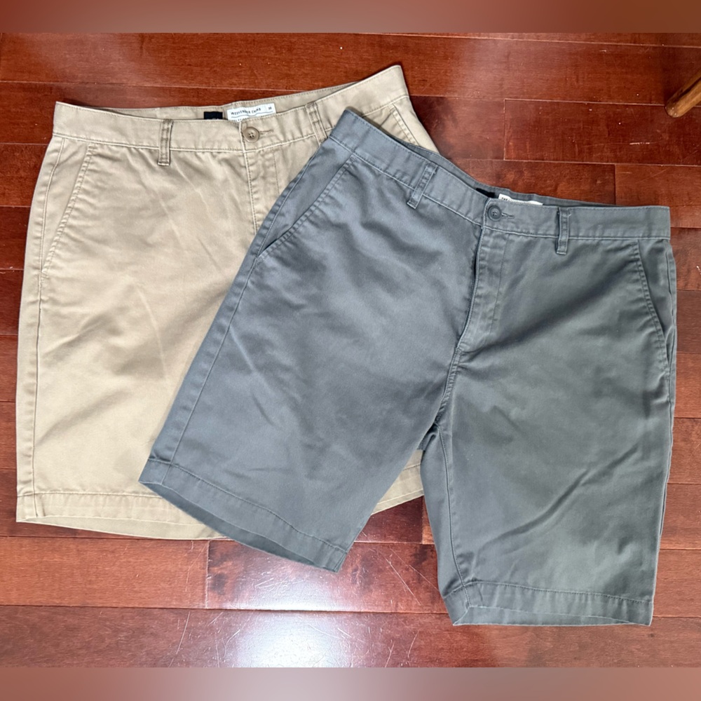 RVCA Weekender Chino Shorts. 2 Pairs, 1 Khaki, 1 Grey. Men's Size 36. Like new!